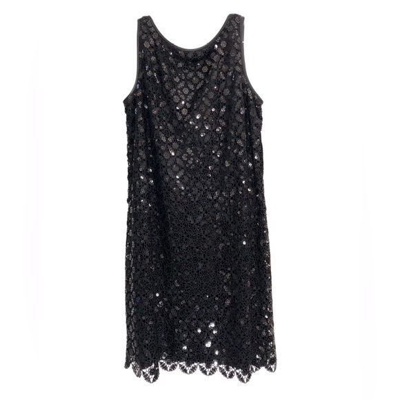 Maggy London NWT black sleeveless sequin shift dress with scalloped hem - Picture 1 of 7